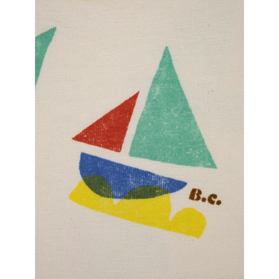 Multicolor sailboat all over cropped sweatshirt